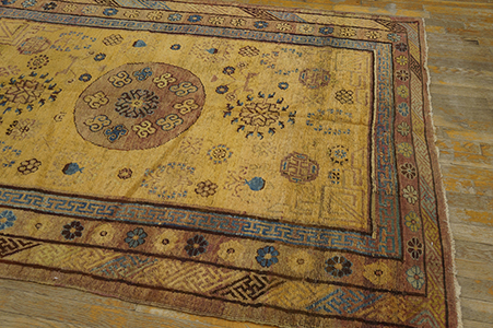 Antique Khotan Rug - 17703 | Chinese 4' 10'' x 7' 0'' | Yellow, Origin China, Circa: 1825