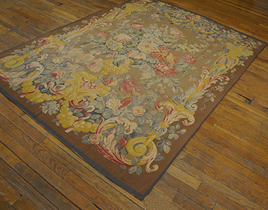 Antique Tapestry Rug - 19703 | European 5' 2'' x 6' 9'' | Tan, Origin France, Circa: 1890