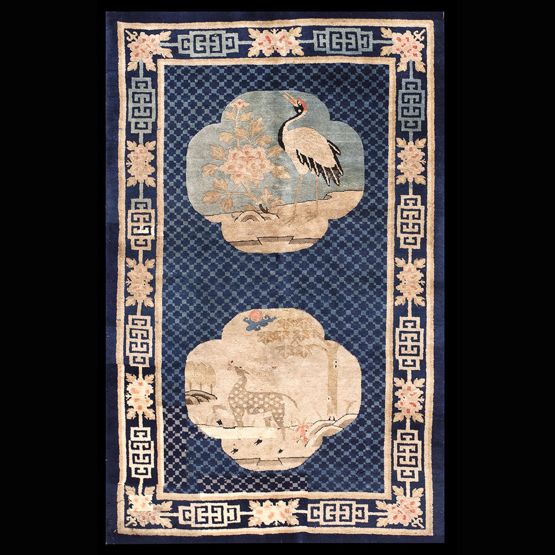 Antique Chinese - Bao Tou Rug - 23457 | Chinese 3' 6'' x 5' 6'' | Blue, Origin China, Circa: 1910