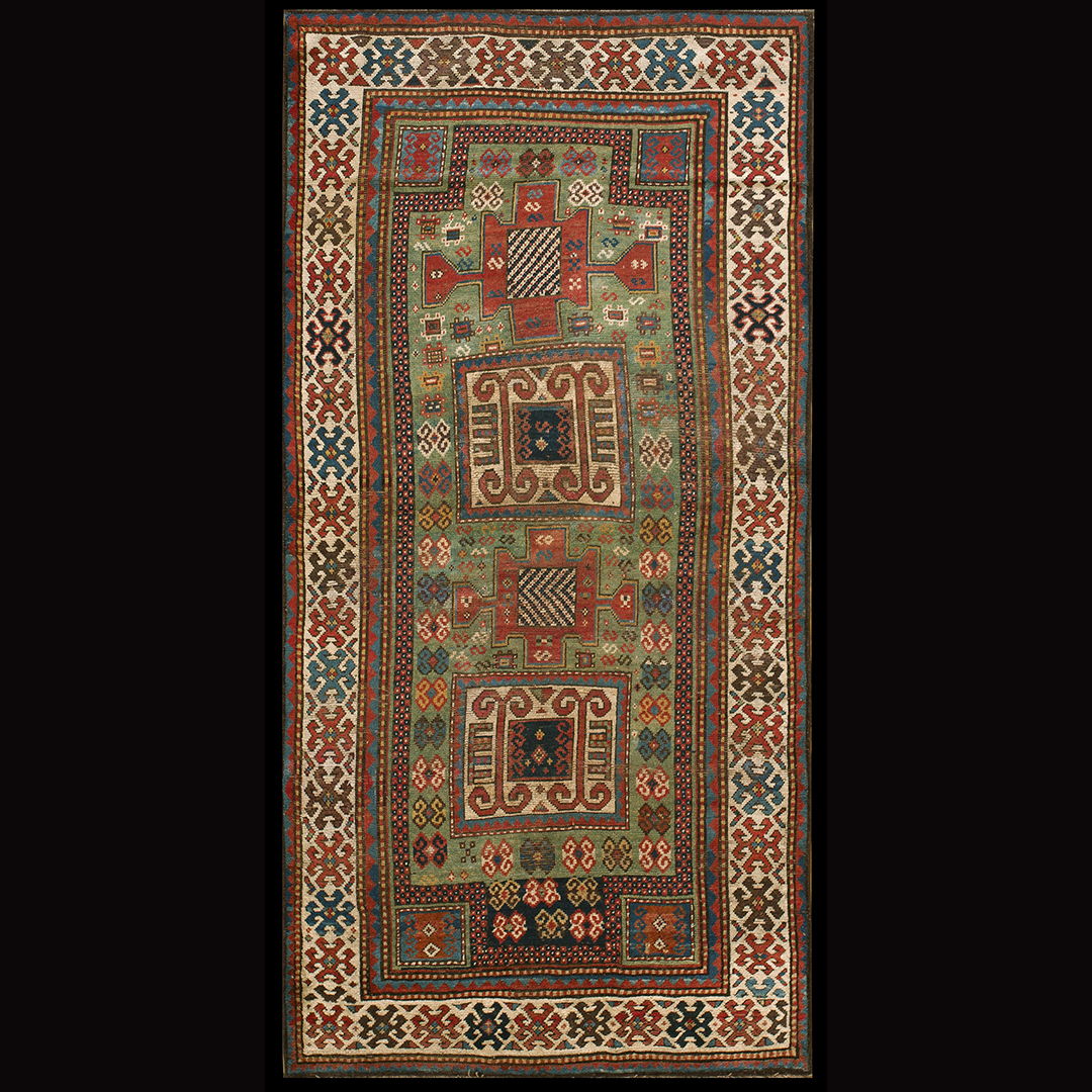 Antique Caucasian - Kazak Rug - 21380 | Caucasian 4' 0'' x 7' 8'' | Green, Origin Caucasus, Circa: 1880