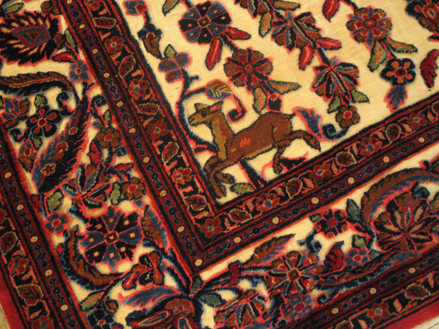 Antique Kashan Rug - 40-2786 | Persian Formal 4' 2'' x 4' 7'' | Ivory ...