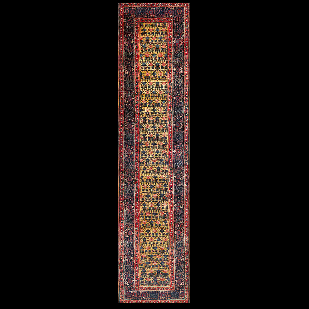 Antique Bijar Rug - 22967 | Persian Informal 3' 8'' x 16' 0'' | Yellow, Origin Persia, Circa: 1850