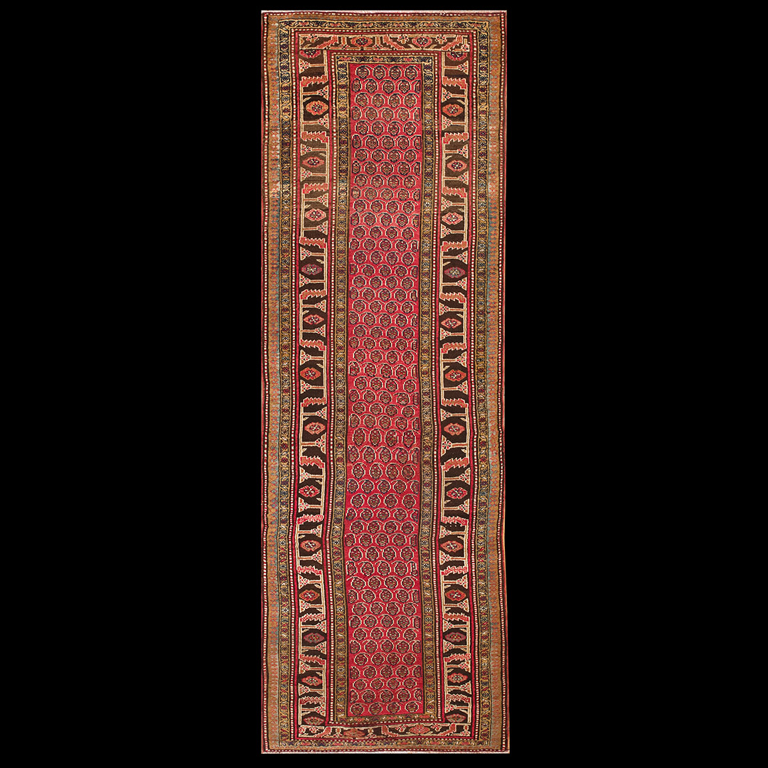 Antique Kurdish Rug - 21258 | Persian Informal 3' 6'' x 10' 0'' | Red, Origin Persia, Circa: 1900